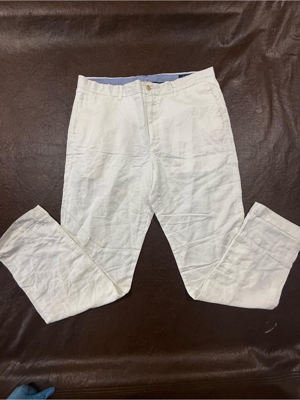Ralph Lauren Polo Men's White Linen-Blend Chinos